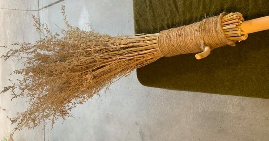 Witches Broom with a Kickstand - Bristles are Wormwood